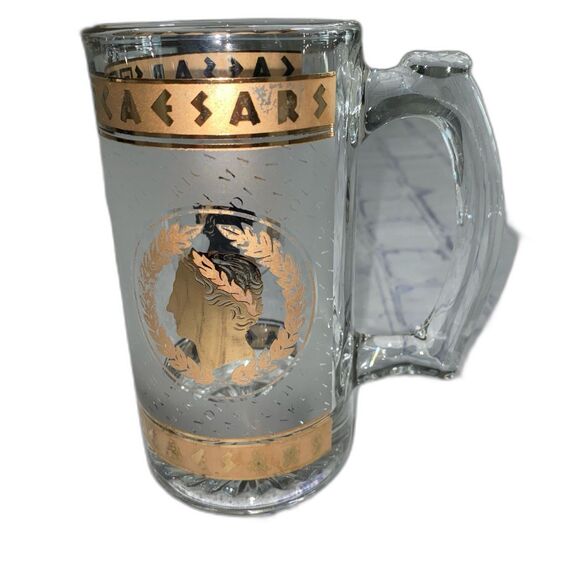 Vintage Caesar’s Hotel Casino Frosted  Glass Graphic Beer Mug. - Picture 3 of 8